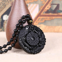 Black Obsidian Dragon & Phoenix Necklace - StoreRage Online