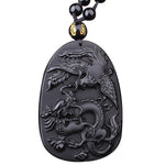 Black Obsidian Dragon and Phoenix Necklace Ver. 2 - StoreRage Online