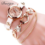 Rose Gold Heart Leather Bracelet watch