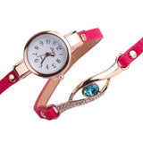 Diamond Wrap Around Leather Bracelet Watch