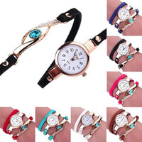Diamond Wrap Around Leather Bracelet Watch
