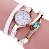 Diamond Wrap Around Leather Bracelet Watch